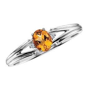 Buy Citrine Ring with Diamonds in 10K White Gold by MyJewelryBox.com