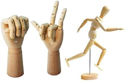 Craft Home Made　Wooden Artist Manikin Male 12inch Left Hand Right Hand Set Japan Imported