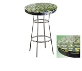 New Chrome Finish Metal Round Bar Table with Glass Table Top & Green Bay Packers NFL Football Theme