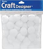 Darice 40-Piece Acrylic Pom Pom, 1-Inch, White
