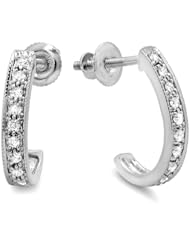 0.20 Carat (ctw) 10K White Gold Ladies Hoop Earrings