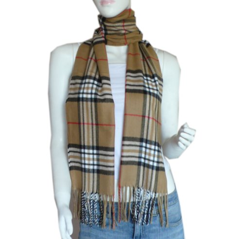 Super Soft Cashmere Feel Classic Plaid Tassel Ends Long Scarf -- Different Colors Available