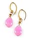 Gold Tone Light Pink Gemstone Dangle Earrings title=