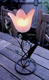 Tulip Votive Holder with Frosted Glass Candle Holder and Smokeless, Flameless, Flickering LED Tealight