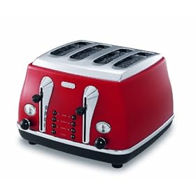 De'Longhi Icona CTO4003.R 4-Slice Toaster (Scarlet Red)