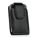 Black Vertical Carbon Fiber Design Case w/ Belt Clip for Apple iPhone 4 + Screen Protector