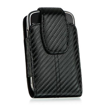 Universal Premium Luxurious Black Carbon Fiber Leather Pouch Vertical Holster Case with Belt Clip for Apple iPhone 3G, 3GS, 3G-S, Blackberry Curve 8300, 8310, 8320, 8330, Storm 9500, 9530, 9550, Bold 9000, Onyx 9700 Bold II-Lux