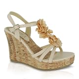 Womens Cork Platform High Wedge Slingback Ladies T-Bar Summer Sandal Shoe Size 3 4 5 6 7 8