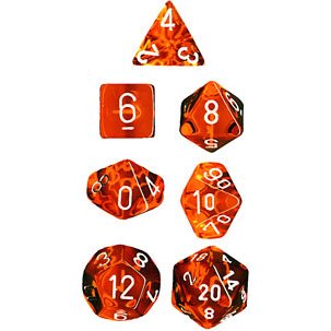 Chessex Dice: Polyhedral 7-Die Translucent Dice Set - Orange