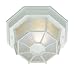 Wagon wheel flush-mount fixture gives rustic charm to outdoor porches.
