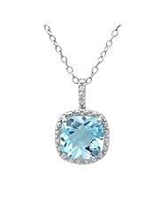 2 1/2ct Sky Blue Topaz and Diamond Pendant-Necklace in Sterling Silver