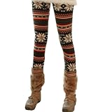 LOCOMO Women Snowflake Christmas Pattern Ankle Length Legging One Size Multicolored