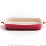 Le Creuset Stoneware 12 1/2-Inch Rectangular Baking Dish, Cherry
