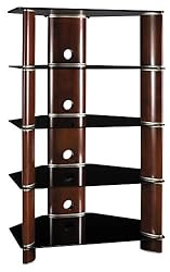 Bush Furniture Segments Audio Tower, Rosebud Cherry/Bright Silver