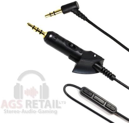 Gold Plated 1.8m Replacement Audio Cable/Cord Lead for Bose QuietComfort® 15 / QC15 / QC2 HEADPHONES In line Remote and Microphone compatible with for iPhone