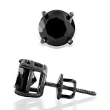 Best Price Bling Jewelry Black Stud Earrings Round Onyx CZ Black Rhodium Screw Back Post 0.50ct 0.75ct 1.25ct 2.0ct 2.75ct