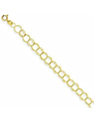 14K Gold Solid Triple Link Charm Bracelet 7 Inches