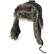 New Wool Pinstripe Trooper Trapper Aviator Pilot Ski Hat Black Medium Large