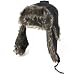 New Wool Pinstripe Trooper Trapper Aviator Pilot Ski Hat Black Large Extra Large