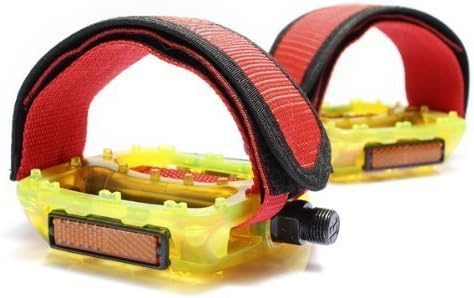 2 pcs Bike MTB Cycling BMX Anti-Slip Pedals Double Velcro Pedal Toe Clips Straps Belts--Red