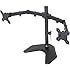 WALI Dual LCD Monitor Mount Free Standing Fully Adjustable Desk Fits Two Screens up to 27", Full Motion, Tilt, Swivel, Rotate, 22 lbs Capacity, With Optional Grommet Base (WL-MF002)
