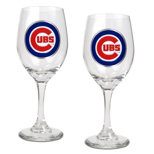 Chicago Cubs MLB 2pc Wine Glass Set - Primary Logo
