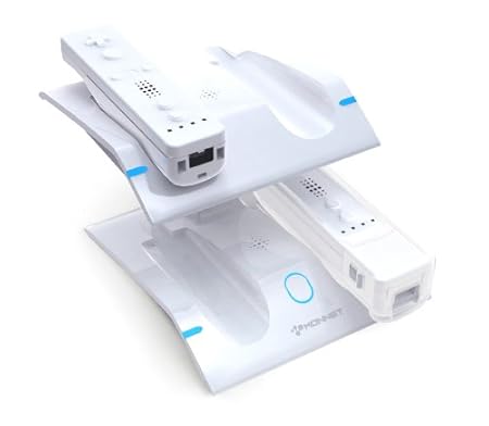 KONNET PowerV Quad Wii Wireless Charging / Charger and Storage Dock for FOUR Remote Controllers with TWO Battery Packs (White) - Special Promo