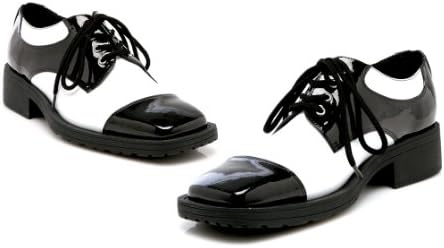 ELLIE 121-FRED Men's 1" Heel Saddle Oxford Lace Up Shoe Gangster Costume, Color:Black w/ White, Size:L
