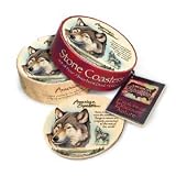Gray Wolf Stone Coaster Set by American Expedition
