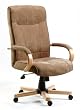 GUILDFORD Suede-Effect Brown Office Chair with Oak Arms and Base