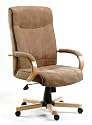 GUILDFORD Suede-Effect Brown Office Chair with Oak Arms and Base