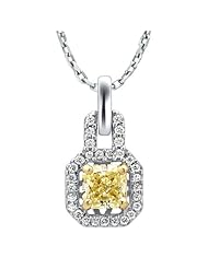 18K Gold 0.69ct Intense Yellow Radiant Diamond Pendant