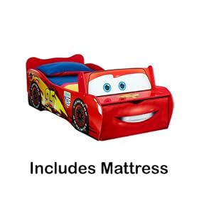 Disney Cars 'Lightning McQueen' Feature Toddler Bed with Storage and Deluxe Foam Mattress