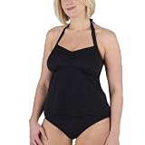 Women's Plus Size Merona Swim Halter Top - Ebony