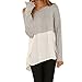 Eliacher Women's Casual Clothing Chiffon Patchwok Blouses 6712 (XXL, Gray and White Round Neck)