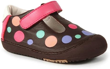 Momo Baby First Walker/Toddler Polka Dots Brown T-Strap Leather Shoes - 6.5 M US Toddler