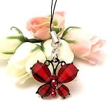 Red King Butterfly Cell Phone Charm Cubic Stone
