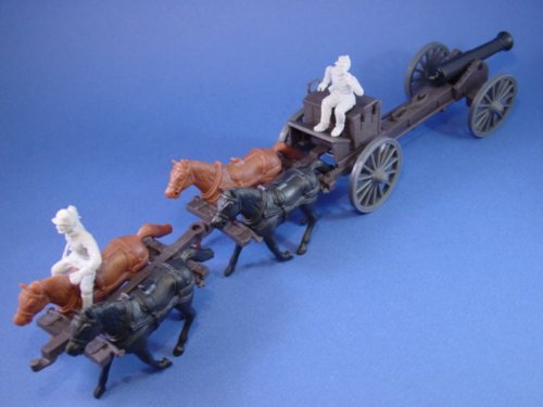 Marx Civil War Playset 1/32 Toy Soldiers Commemorative Confederate Limber Caisson Set with 24-pounder Cannon