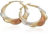 Image of 9ct 3 Colour Gold AMC81993 Ladies Creole Earrings