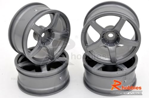 1/10 RC R/c Racing Touring DRIFT Car 5 Spoke 3mm DRIFT LP26 Wheel Rims 4pc Grey