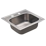Moen 22241 Camelot 2 Hole Stainless Steel 20 Gauge Single Bowl Drop In Sink, Stainless