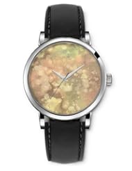 SPRAWL Aanalog Fashion Series Silver Ladies Watches of Genuine Black Leather Strap,Unique Wrist Watch for Women Girls Designed with White spots on the floor