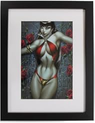 Single Detail Page Misc: VAMPIRELLA  ~ 8" X 12" ART PRINT (FRAMED at 12" X 16" w/MATTE) by J. SCOTT CAMPBELL - Mafufo