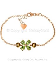 Peridot Flower Bracelet with Citrine Accents in 14k Rose Gold