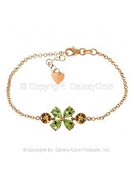 14k Rose Gold Floral Bracelet with Peridots and Citrines