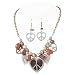 Peace Sign & Heart Charm Necklace Earrings Set Fashion Jewelry