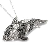 14K White Gold Black / White Diamond Animal Choice Pendant w/ Chain