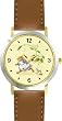 Little Miss Muffet & Spider No.2 - from Mother Goose by Artist: Sylvia Long - WATCHBUDDY&reg; DELUXE TWO-TONE THEME WATCH - Arabic Numbers - Brown Leather Strap-Size-Large ( Men's Size or Jumbo Women's Size )