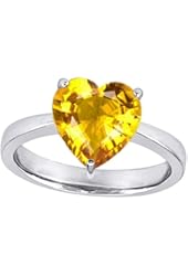 Star K 10mm Heart Shape Solitaire Ring Simulated Yellow Sapphire