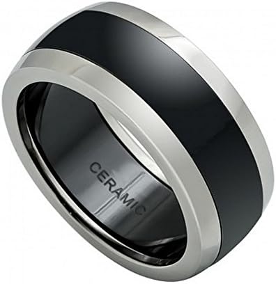 9mm Ceramic Wedding Band Ring with a Row of 7 CZs on TITANIUM Inlay (13)